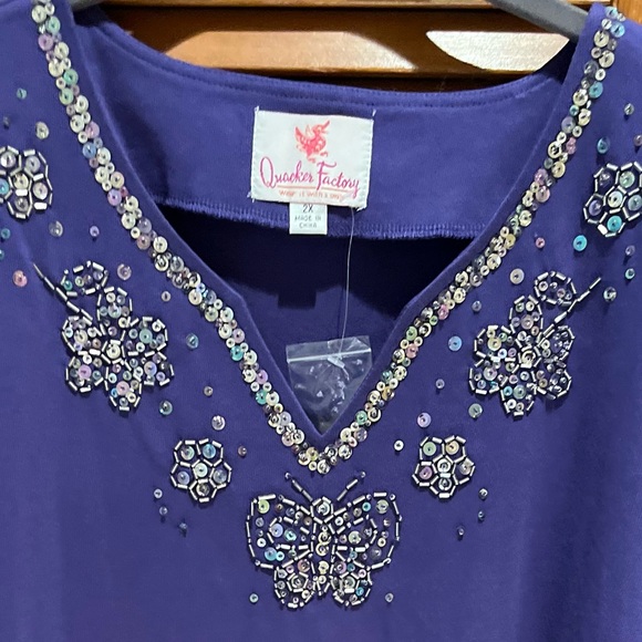 154. NWT WOMENS QUACKER FACTORY 2X DETAIL TOP - Picture 4 of 9